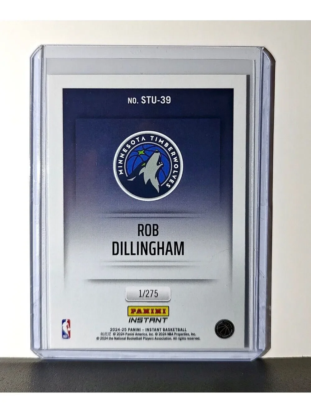 Rob Dillingham 2024-25 Panini NBA Studio #39 Rookie Card Timberwolves 1/275